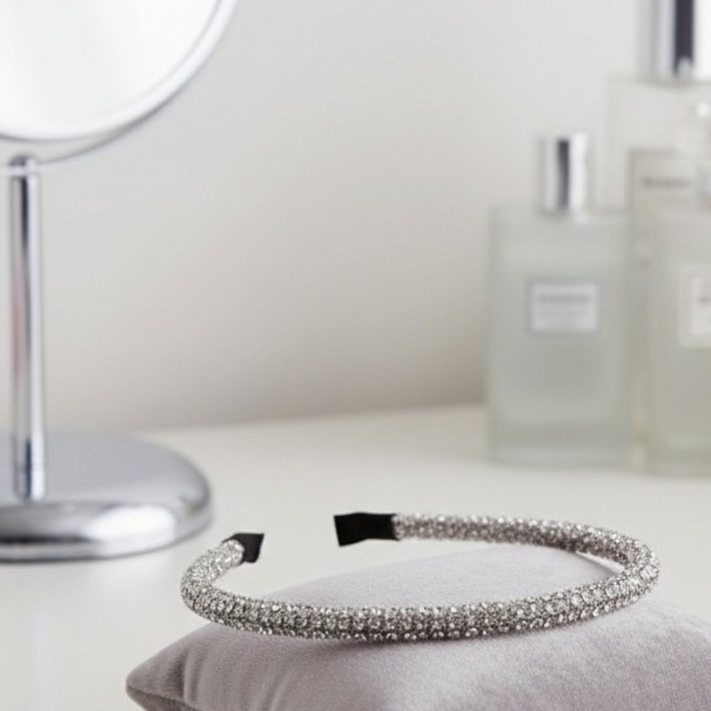 Sparkly Silver Rhinestone Headband Bridal Wedding Guest Glam Fairycore Boho Chic